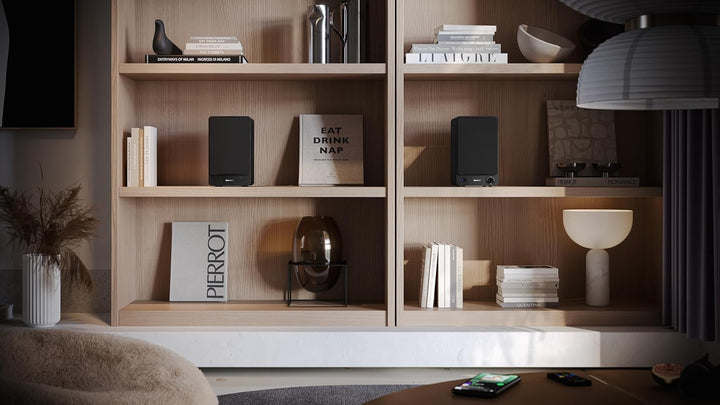 SHARP CP-SS30 2-Wege-Lautsprecher aktiv, 60 Watt (2x30 W) Holzgehäuse (Bluetooth 5.0, USB, Optisch,