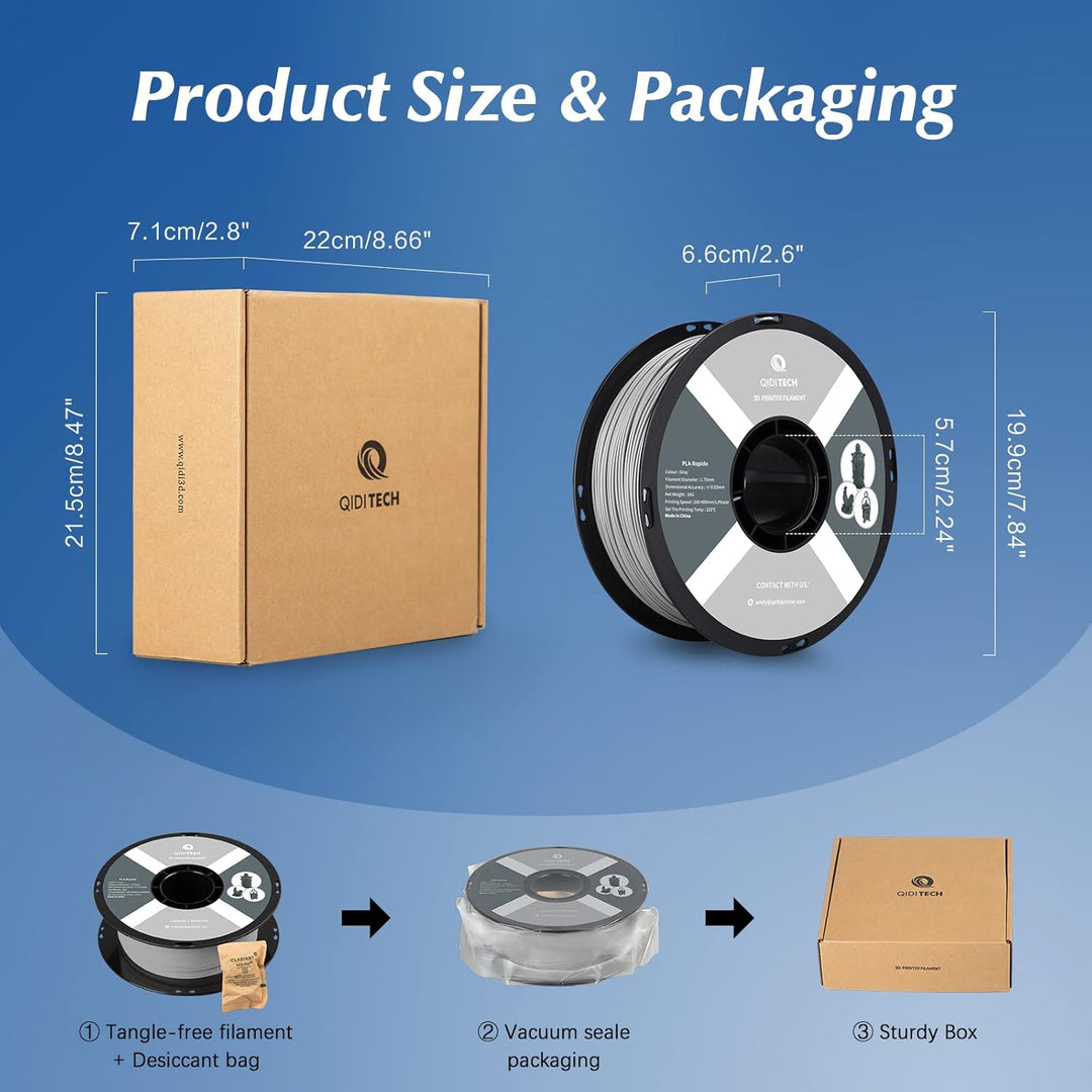 QIDI TECH PLA Rapido Filament 1.75mm, 3D Drucker Filament PLA, geeignet für Hochgeschwindigkeitsdruc