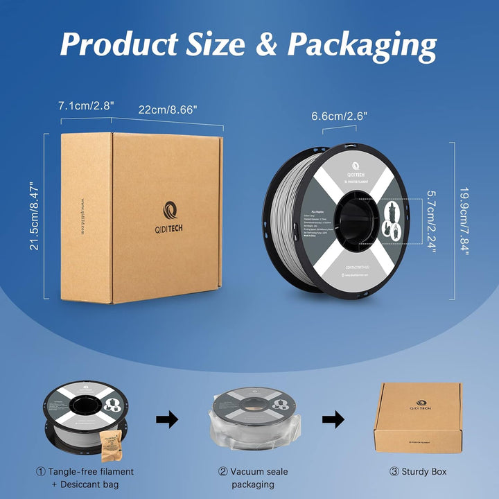 QIDI TECH PLA Rapido Filament 1.75mm, 3D Drucker Filament PLA, geeignet für Hochgeschwindigkeitsdruc