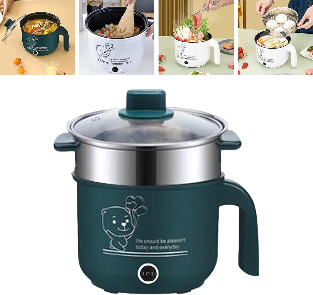 perfk Elektrische Töpfe Elektrischer Reiskocher Antihaft-Mehrzweck-2-Gang-1,8-Liter-Ramen-Kocher-Küc