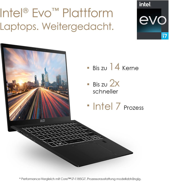 MSI Summit E14 Evo Business Laptop | Intel Core i7-1280P | 35,6 cm (14,0") FHD Display | 16 GB LPDDR