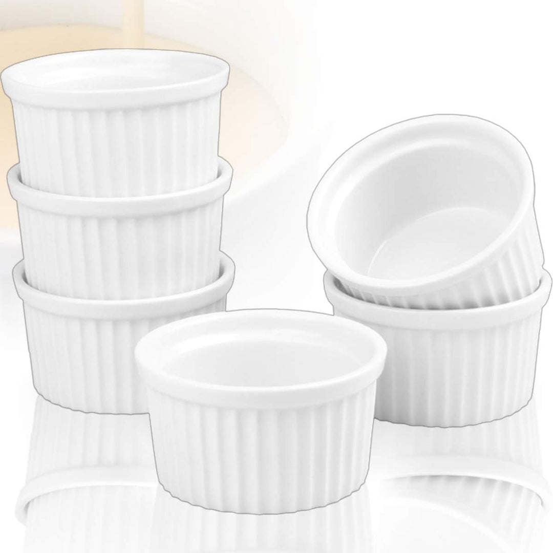 6x Schälchen Ø 9cm aus Keramik Ofenfest Creme Brulee Dessertschale Pasteten Tapas Soufflé Auflauf Fö