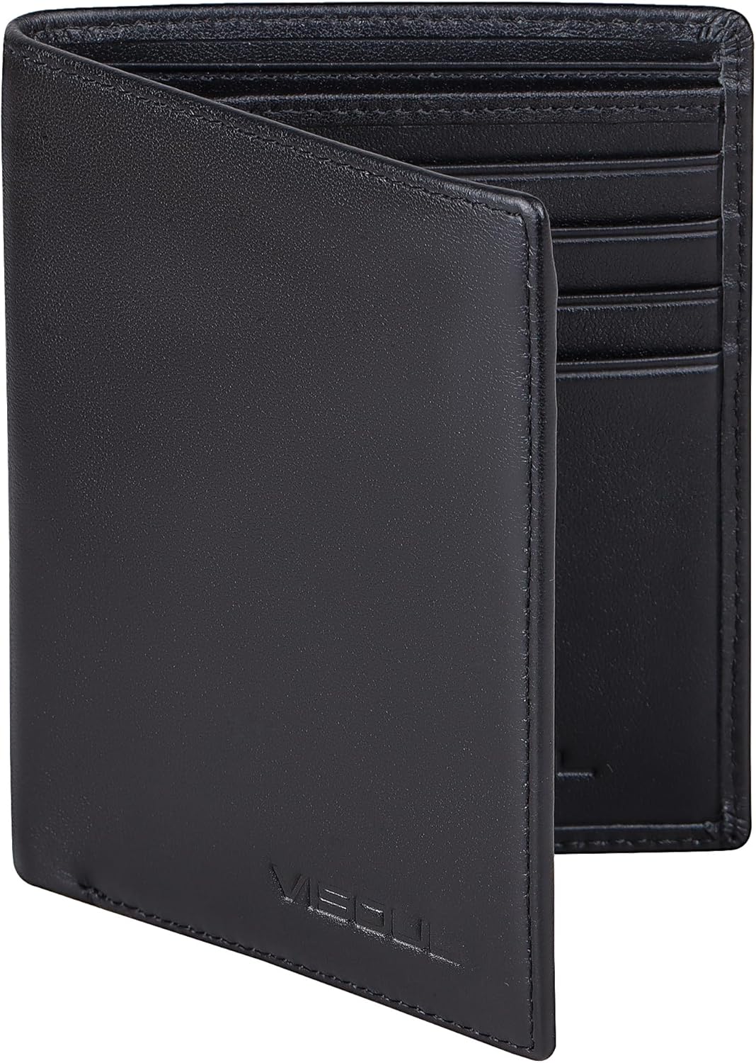 VISOUL Echt Leder Geldbörse Herren mit RFID Schutz Portemonnaie Gross mit Münzfach 10 Fächer Echtled