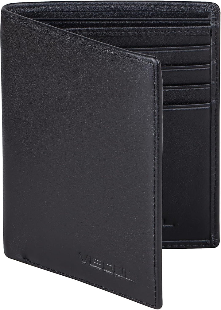 VISOUL Echt Leder Geldbörse Herren mit RFID Schutz Portemonnaie Gross mit Münzfach 10 Fächer Echtled