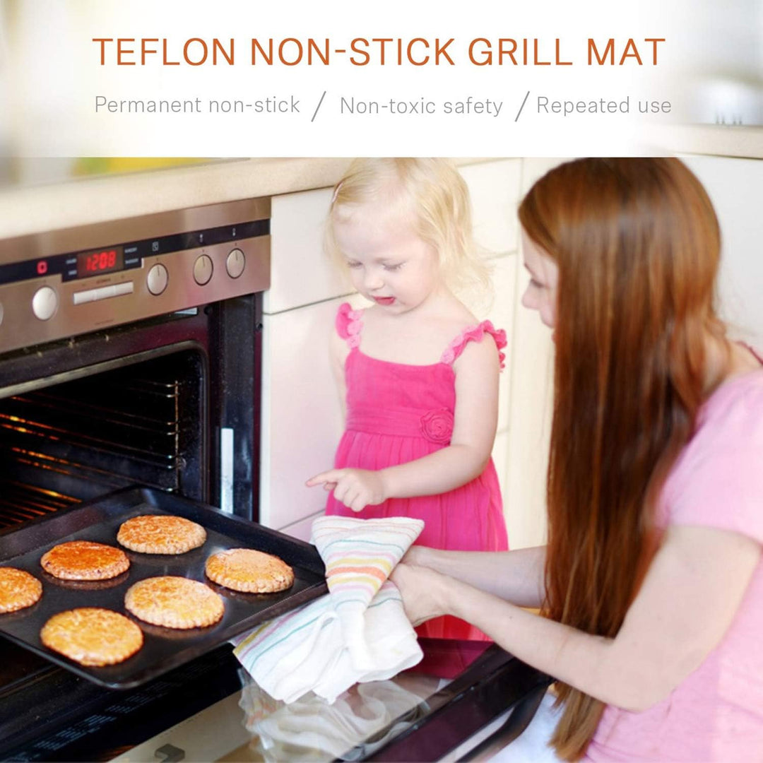 BBQ Grillmatte 60x40 - Wiederverwendbare Premium Grill und Backmatte mit Teflon Antihaftbeschichtung