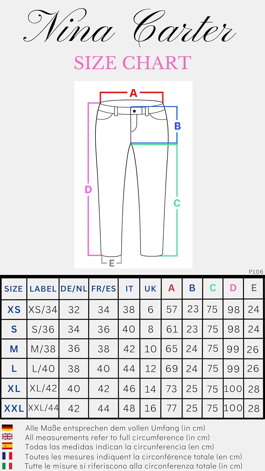 Nina Carter P106 Damen Jeanshosen Slim Fit Push-Up Skinny Jeans Mid-High Waist XS Slim Dunkelblau (P