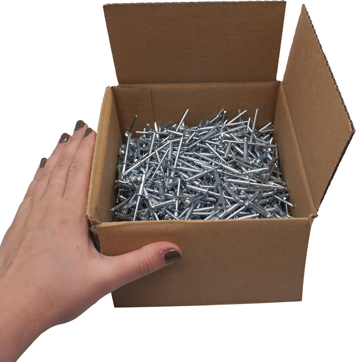 (500 Stück) Blindnieten 4,0 x 16 mm, offener Kuppelkopf, Popnieten, DIN 7337, Stahlniete und Stahldo