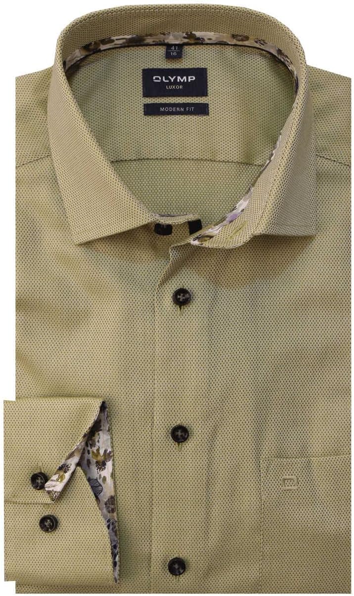 OLYMP Luxor modern fit Hemd Langarm New Kent Kragen Struktur gelb 41 12, 41 12