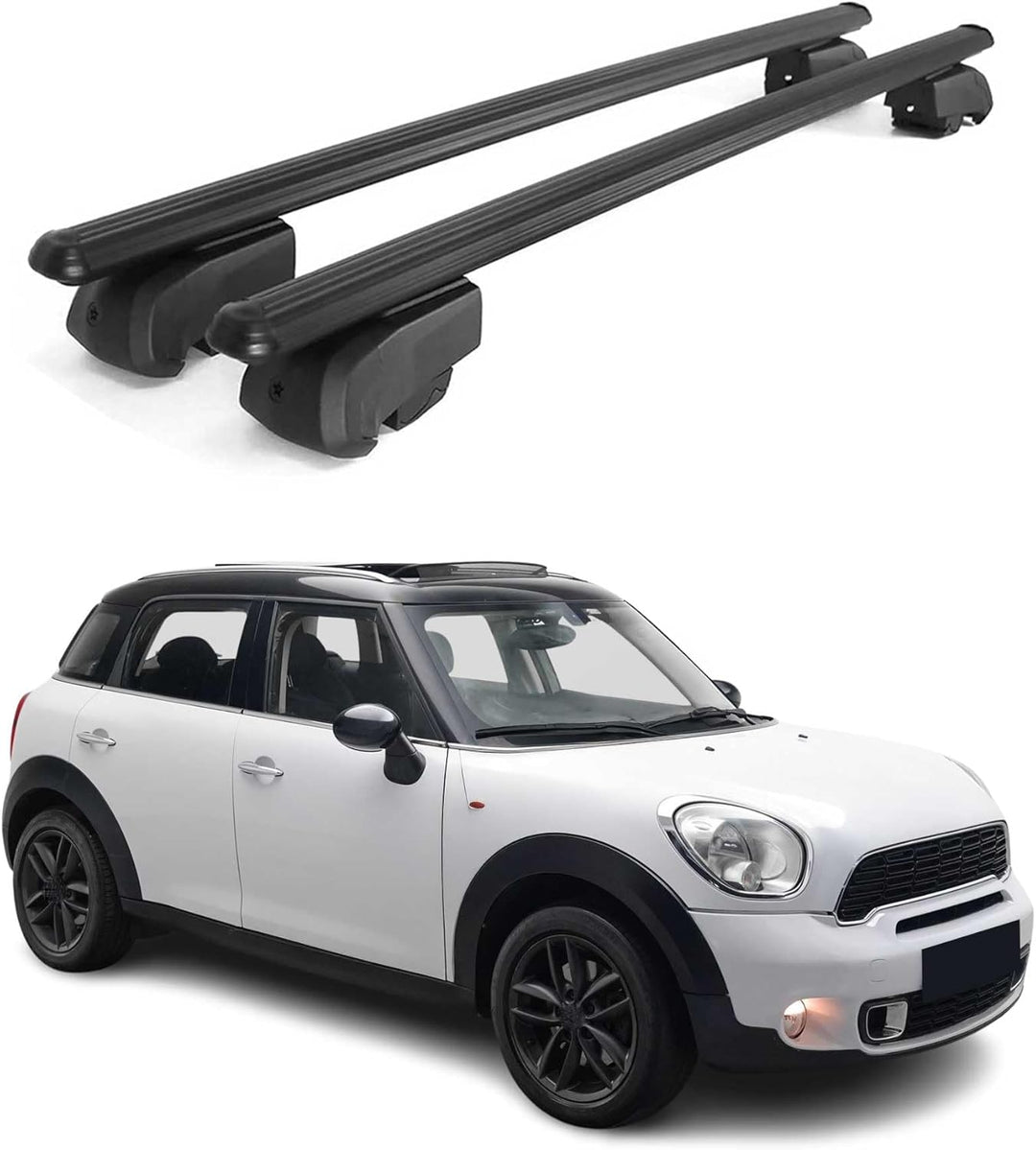 Dachträger Gepäckträger kompatibel mit Opel Mokka X 2015-2023 TÜV Aluminium Silber 2X Schwarz, Schwa