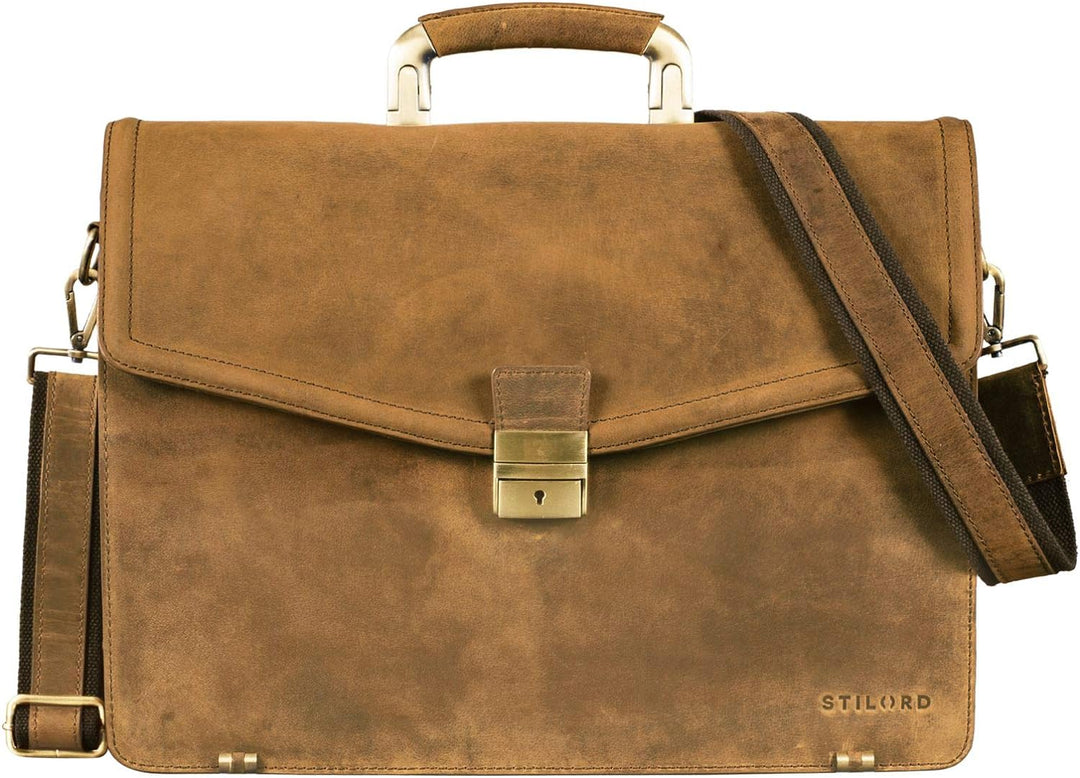 STILORD 'Lazarus' Aktentasche Leder Gross Herren Damen Businesstasche 15,6 Zoll Laptoptasche Umhänge
