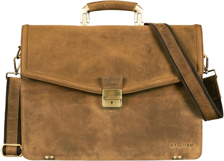 STILORD 'Lazarus' Aktentasche Leder Gross Herren Damen Businesstasche 15,6 Zoll Laptoptasche Umhänge
