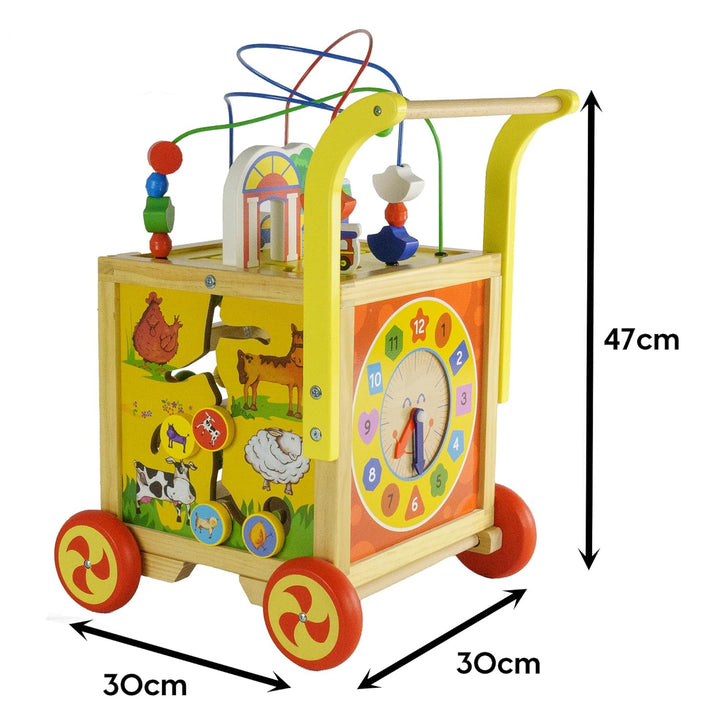wuuhoo® Lauflernwagen Fritzi aus Holz - höhenverstellbare Lauflernhilfe mit Puzzle, und Zahlen - Päd