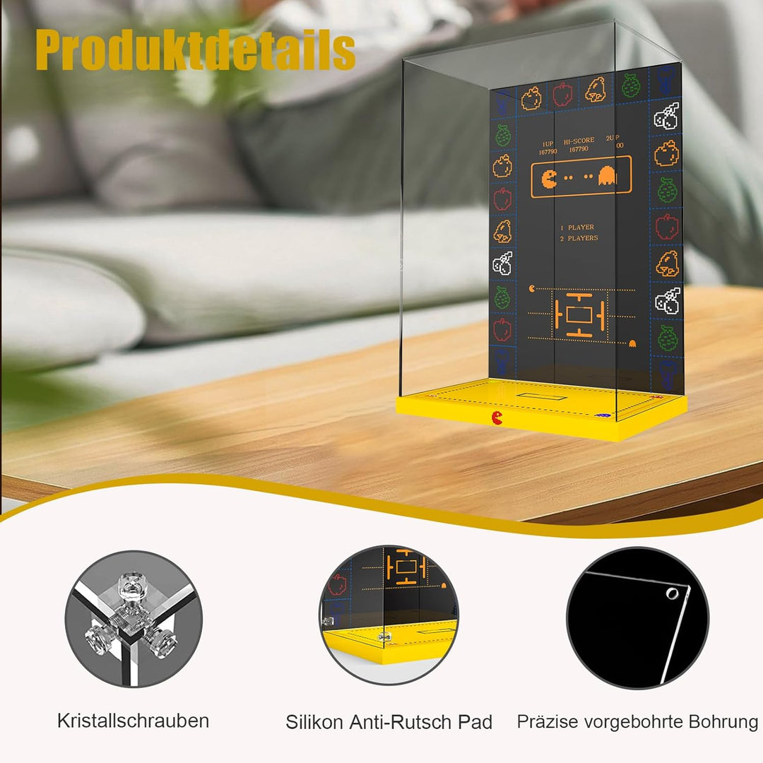 cooldac Acryl Vitrine Box für Lego-10323 Icons PAC-Man Spielautomat Bausteine Modell, staubdicht Tra