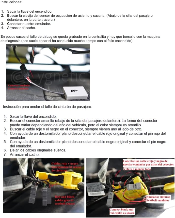 TBVPARTS Emulator Sensor Belegung Sitz SRS Emulator Bypass Simulator für E70 E71 E83 E84 E85 E86 E89