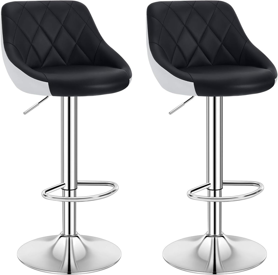 WOLTU BH30sz-2 Design 2 farbig Barhocker mit Griff 2er Set, stufenlose Höhenverstellung, verchromter