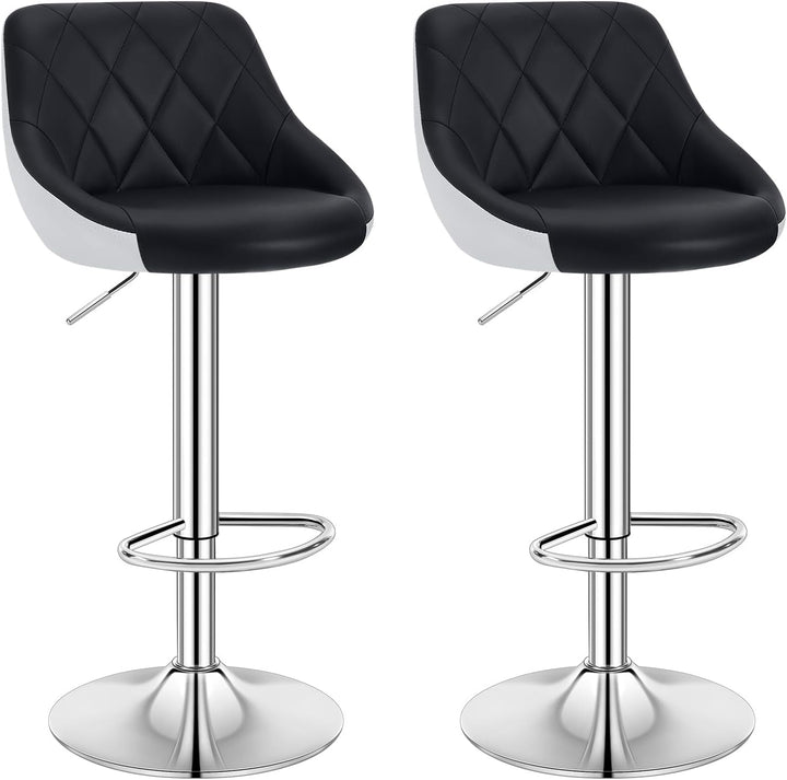 WOLTU BH30sz-2 Design 2 farbig Barhocker mit Griff 2er Set, stufenlose Höhenverstellung, verchromter