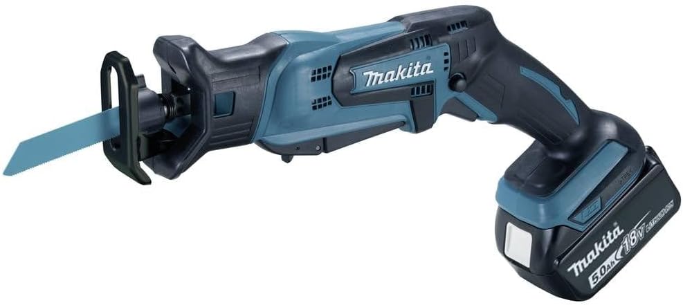 Makita DJR183RT1J Reciprosäge 18 V / 5,0 Ah, 1 Akku und Ladegerät im MAKPAC, Schwarz, Blau Basic Sin
