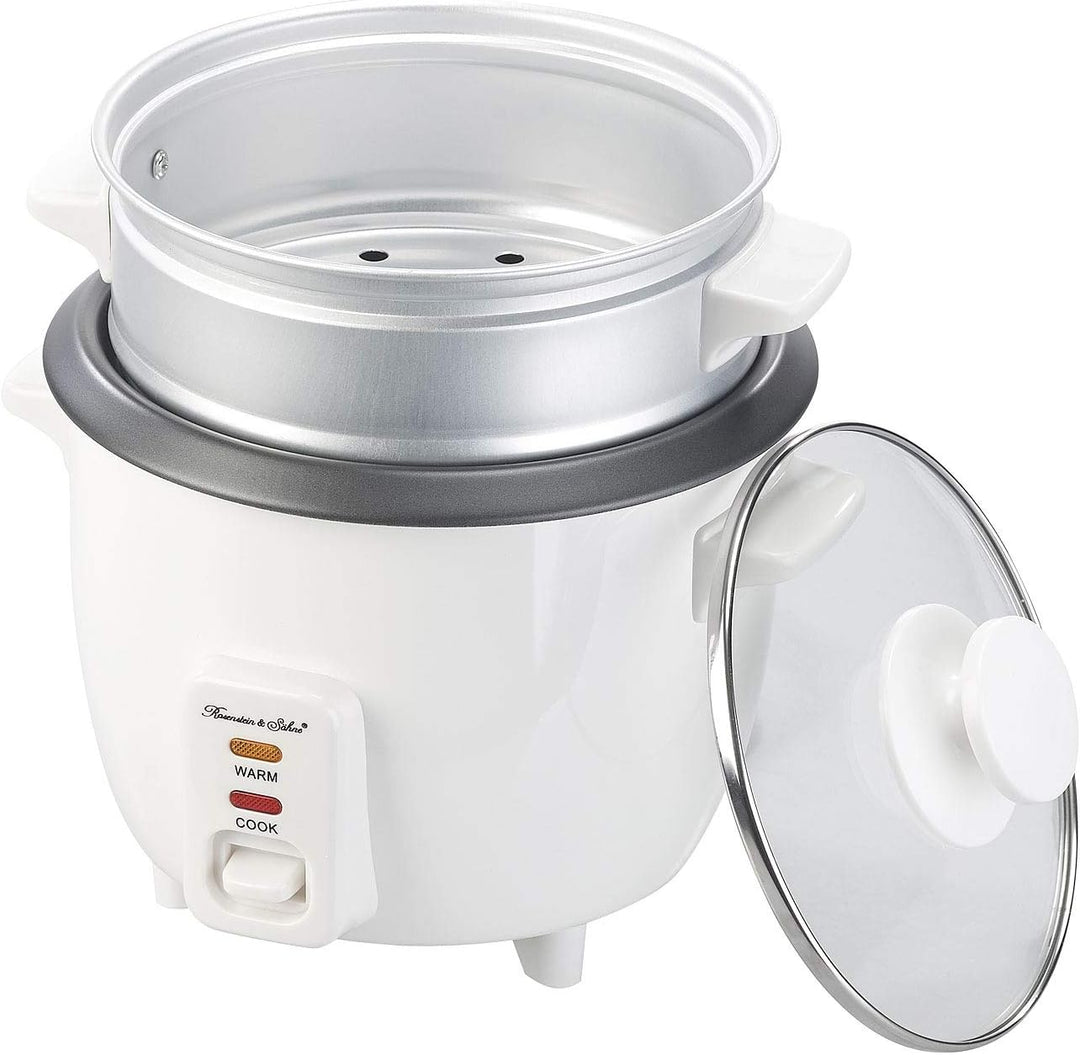Rosenstein & Söhne Küchengeräte: Mini-Reiskocher mit Dampfgar-Einsatz & Warmhaltefunktion, 0,5 l, 35