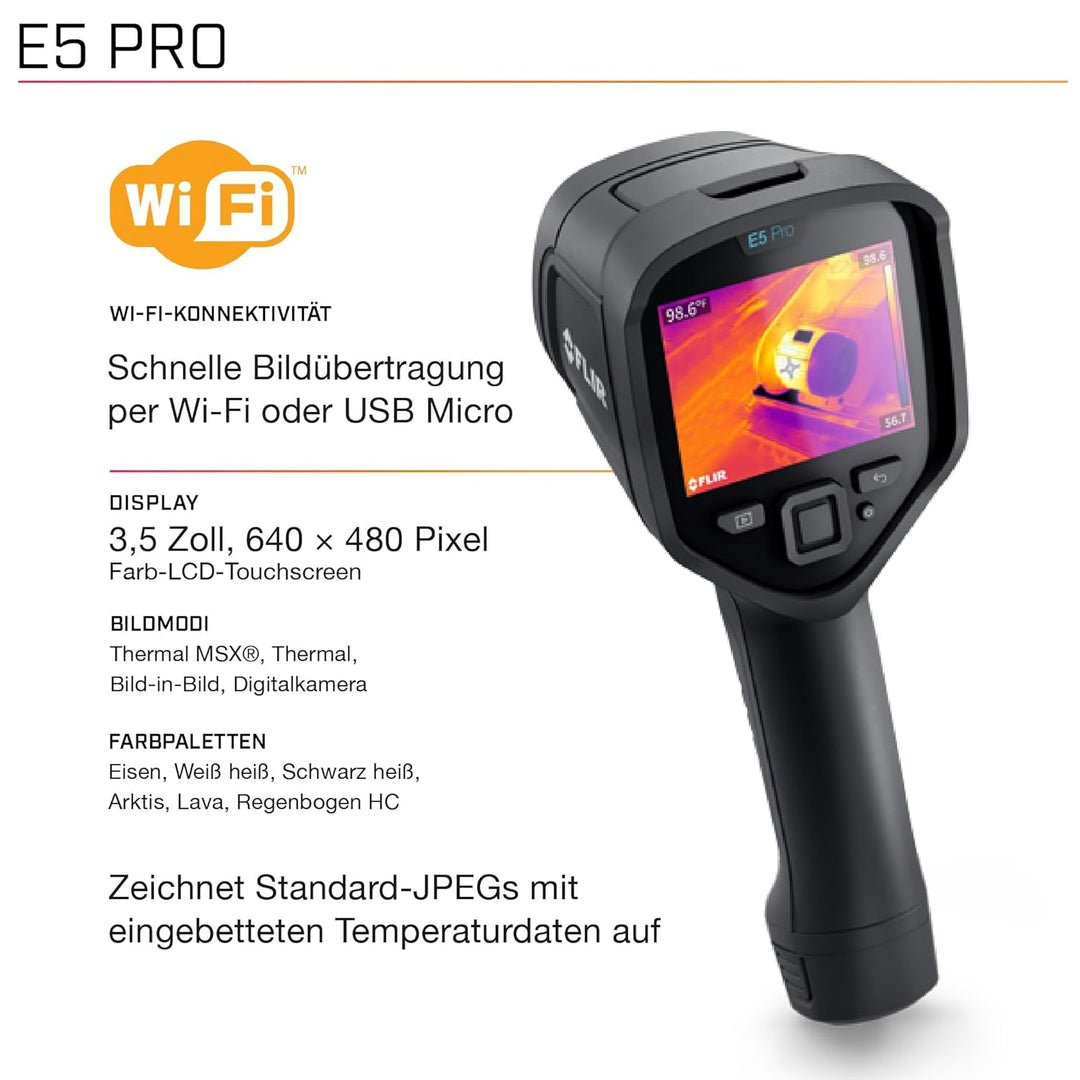 FLIR E5 Pro - Commercial Thermal Imaging Camera with Wifi. High Resolution Infrared Cameara with FLI