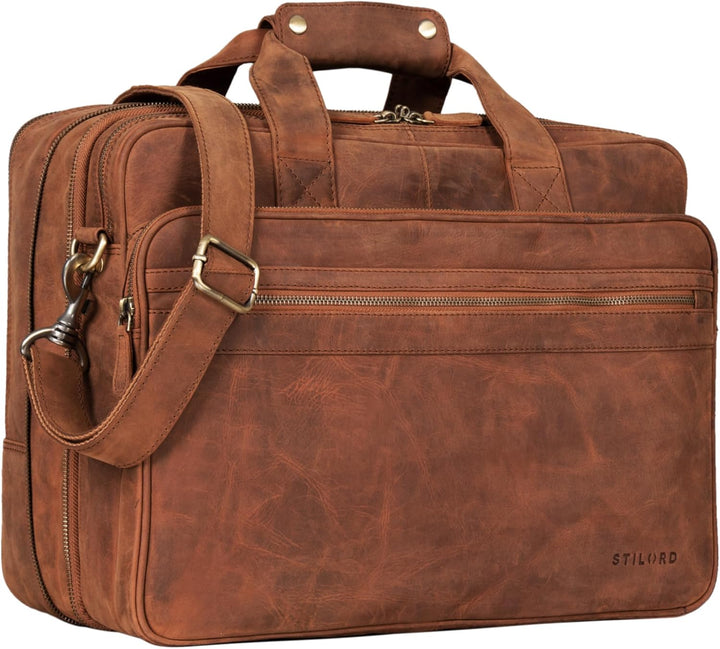 STILORD 'Leopold' XL Echtleder Aktentasche - der verbesserte Geheimtipp für Lehrerzimmer & Büro - Bu