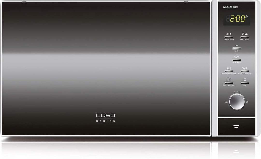 CASO | MCG25 chef 3-in-1 Mikrowelle mit Grill und Heissluft 1950W | Backofen-Funktion bis 200°C, Dre