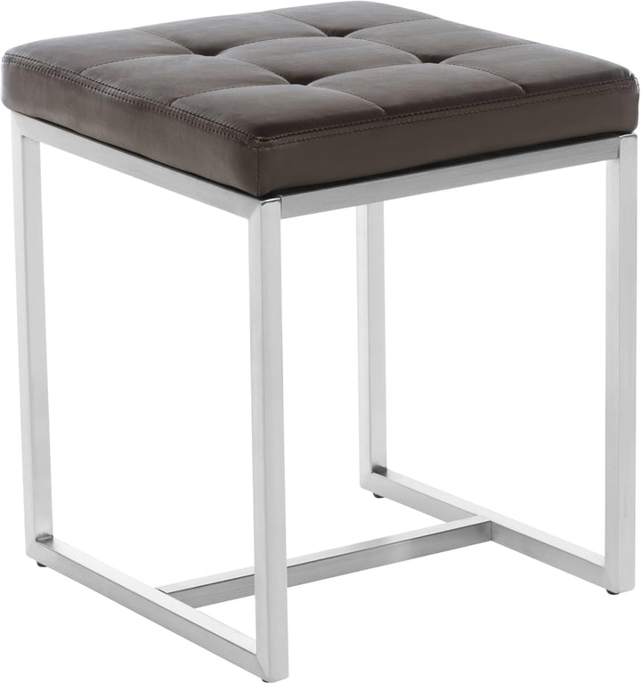 CLP Edelstahl-Sitzhocker Barci Kunstleder I Moderne Hocker Mit Hochwertiger Polsterung Und Bodenscho