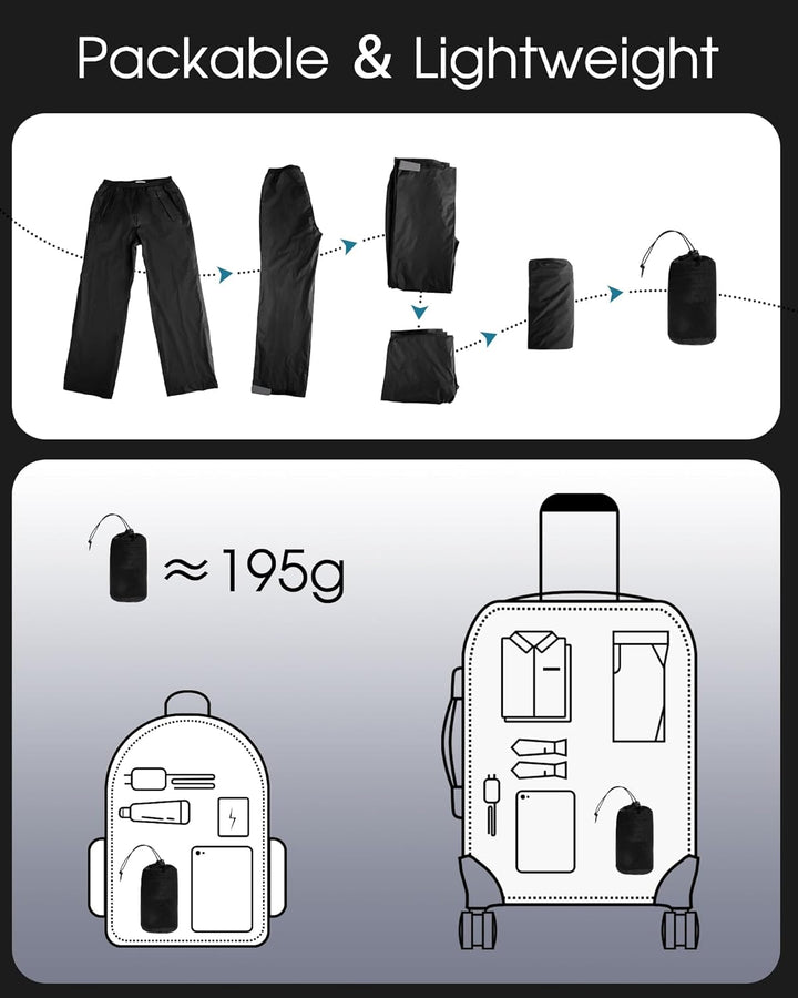 33,000ft Packbare Regenhose Herren Wasserdicht Leichte Fahrrad Überziehhose Winddicht Reflektierende