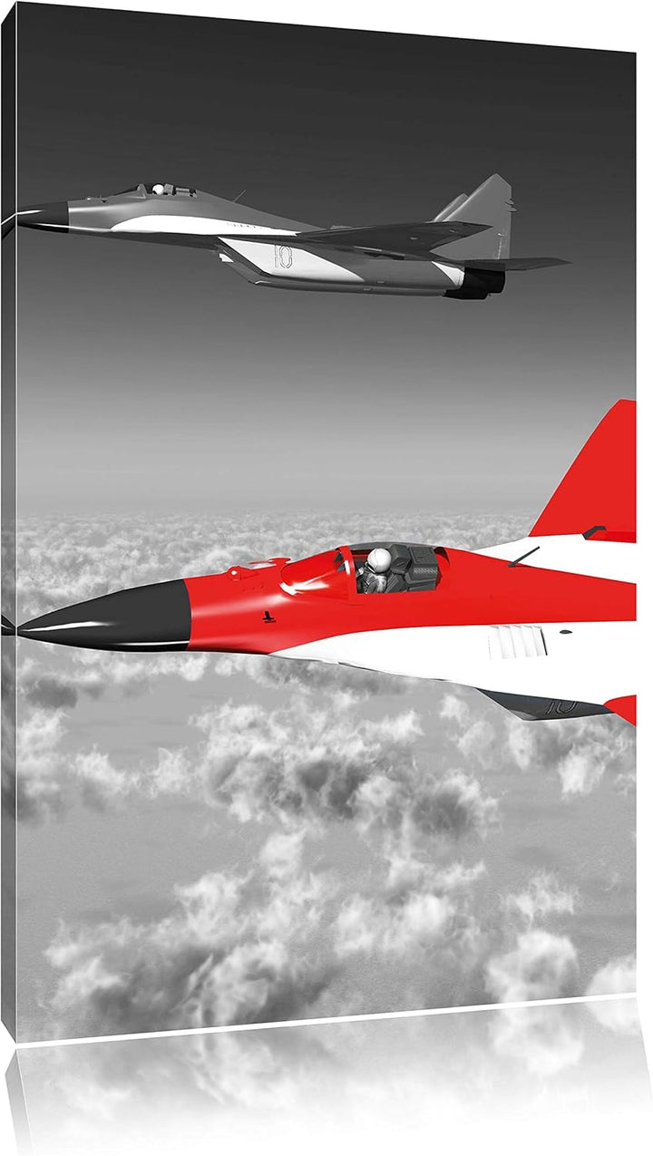 Pixxprint Zwei Kampfjets über den Wolken als Leinwandbild/Grösse: 120x80 cm/Wandbild/Kunstdruck/fert