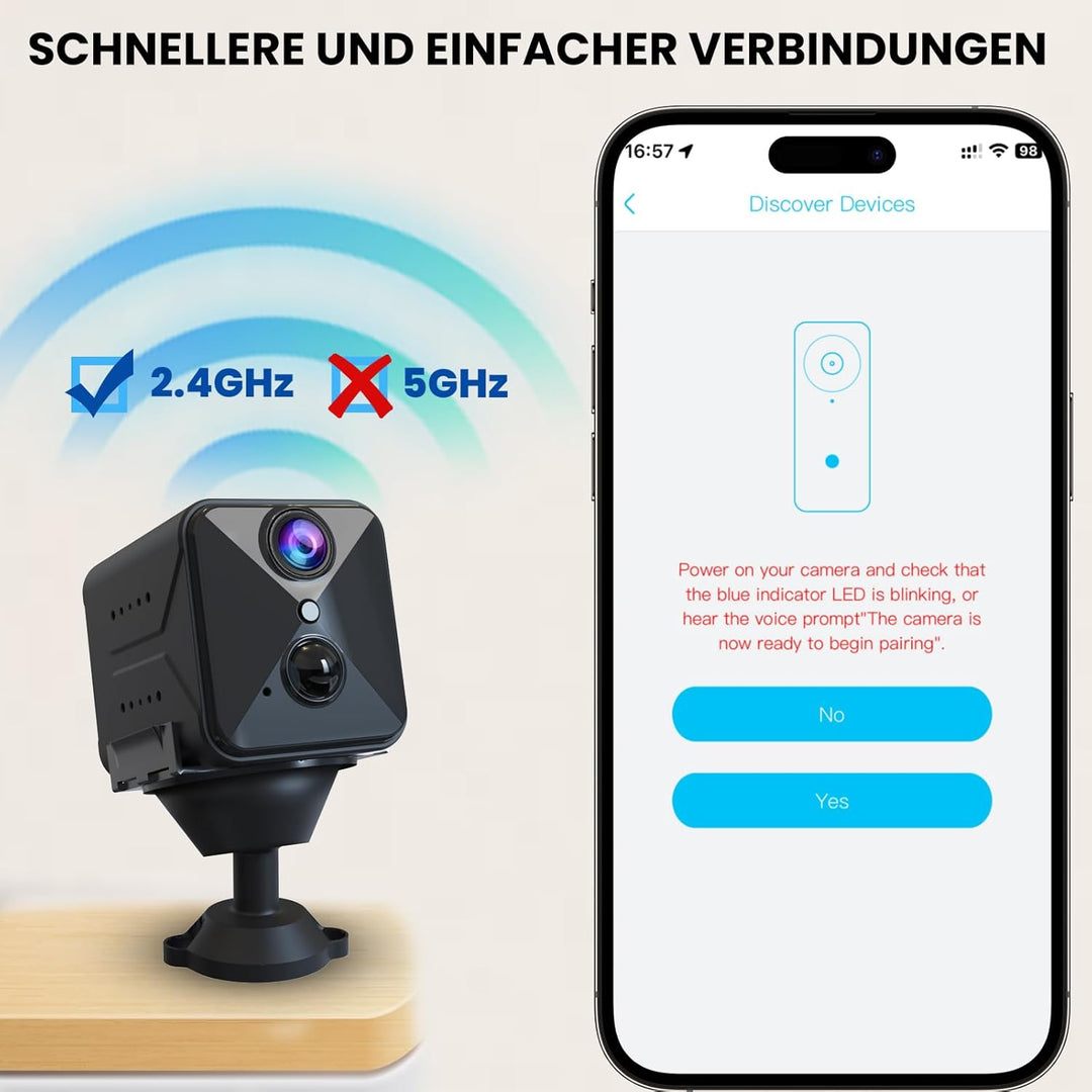 javiscam Mini Kamera, Full HD Überwachungskamera, Kamera Überwachung Innen, Mini Kamera Live Übertra