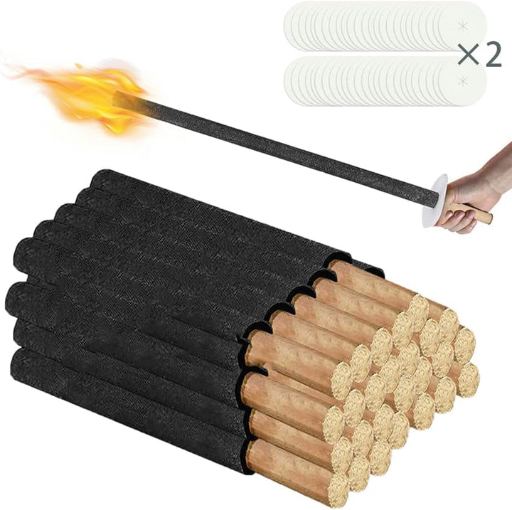 Tubiaz Wachsfackeln Brennzeit 100 min|100 StĂŒck Fackeln Mit Handschutz|Garten-Fackeln FĂŒr Nachtwande