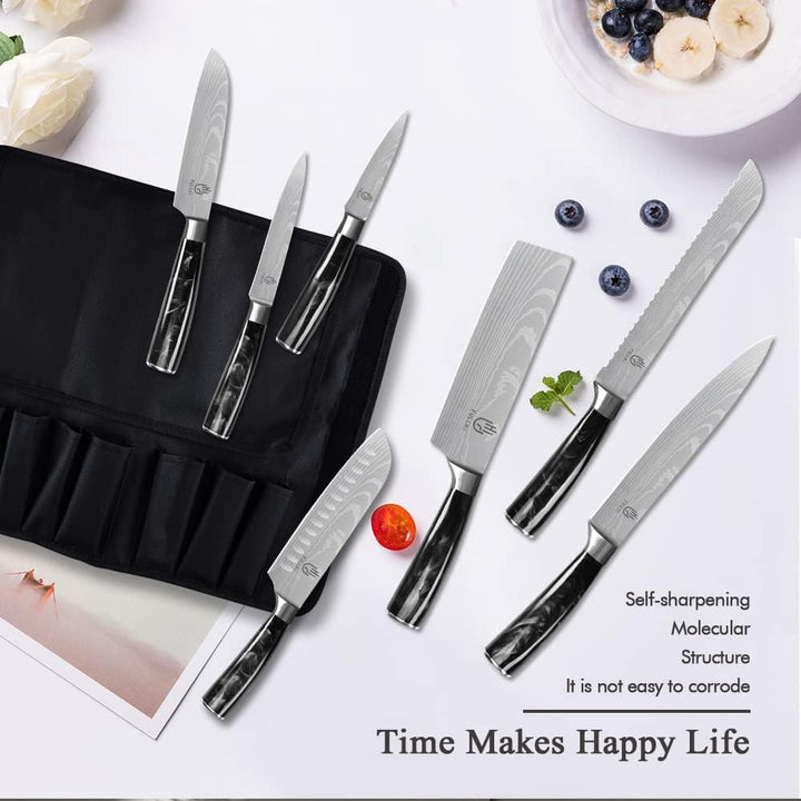 FULLHI Messer Set, 14pcs japanisches Messer Set, Mehrfarbige Premium deutsche Edelstahl Küchenmesser