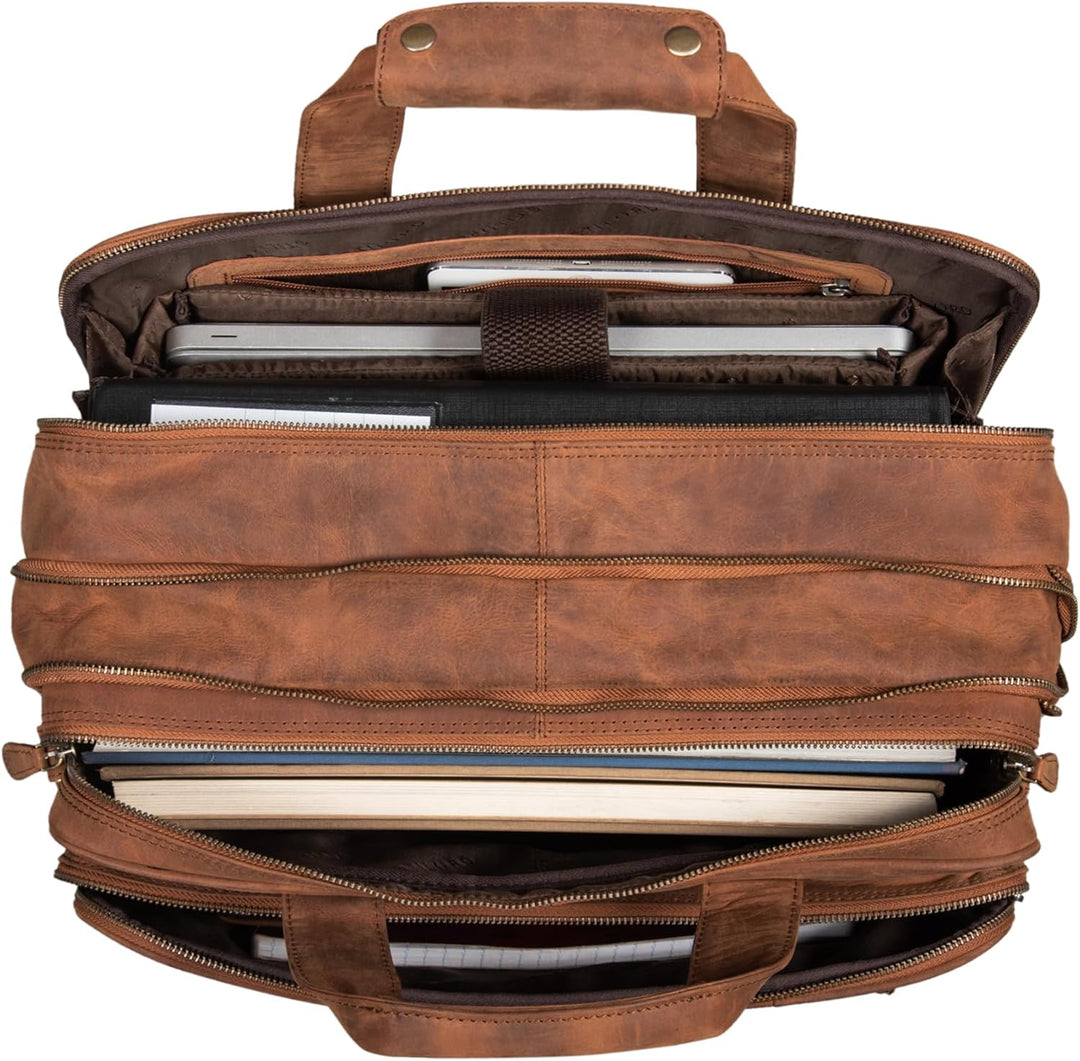 STILORD 'Leopold' XL Echtleder Aktentasche - der verbesserte Geheimtipp für Lehrerzimmer & Büro - Bu