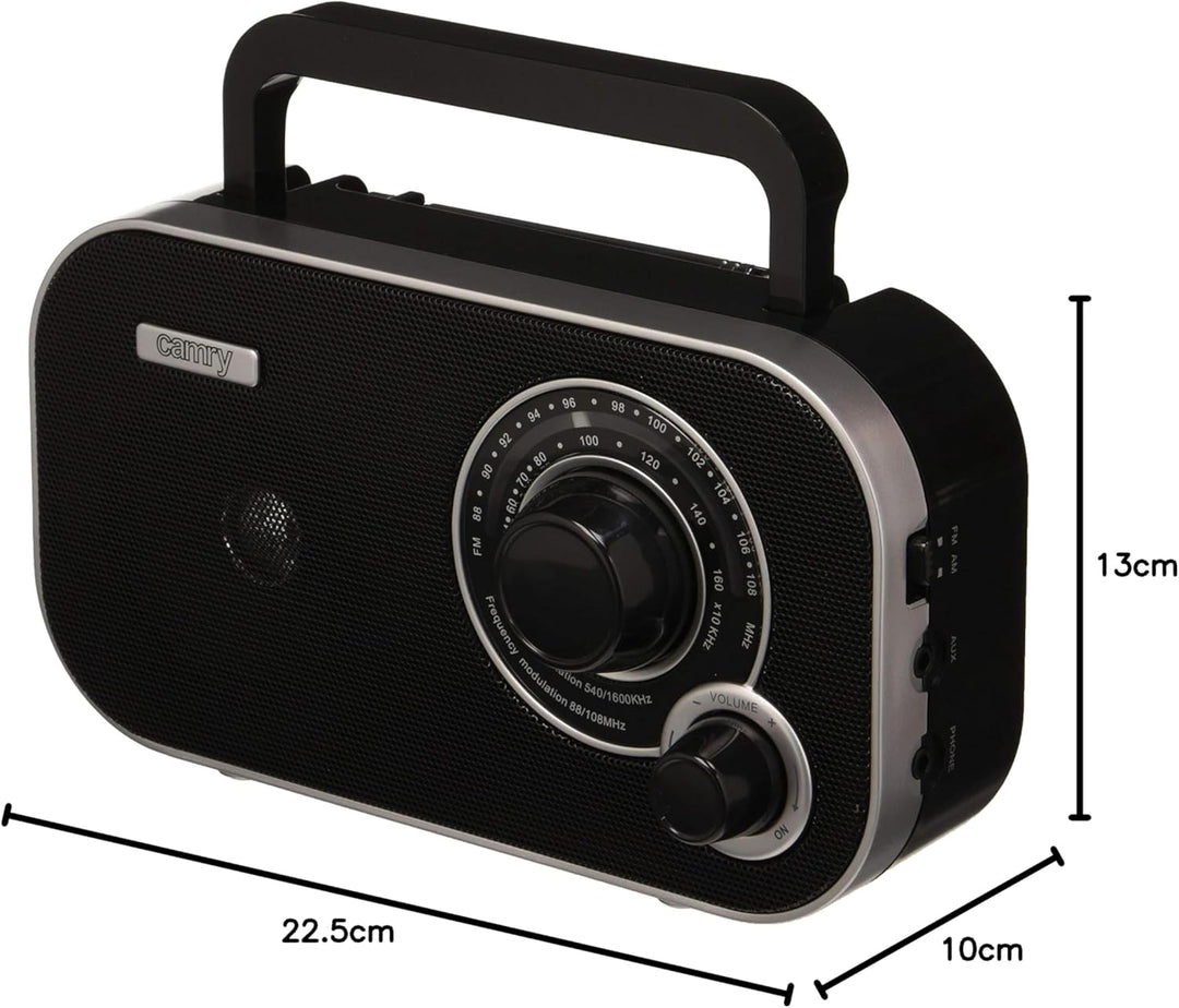 Tragbares Stereo Radio mit AUX IN und Kopfhöreranschluss Küchenradio (Schwarz), Schwarz