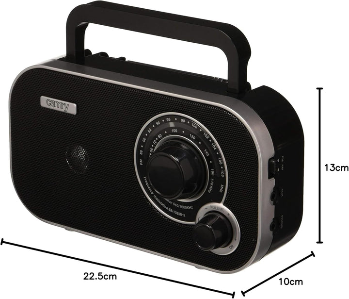 Tragbares Stereo Radio mit AUX IN und Kopfhöreranschluss Küchenradio (Schwarz), Schwarz