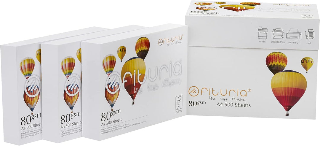 OFITURIA Mehrzweckpapier für Drucker, A4, 80 g/m². (2500 Hojas - 1 Caja) weiss, weiss