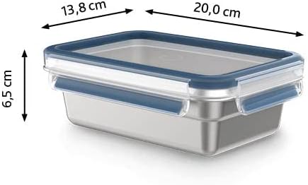 Emsa Clip & Close auslaufsichere Edelstahl-Frischhaltedose, 0,8 Liter Fassungsvermögen, rechteckig,