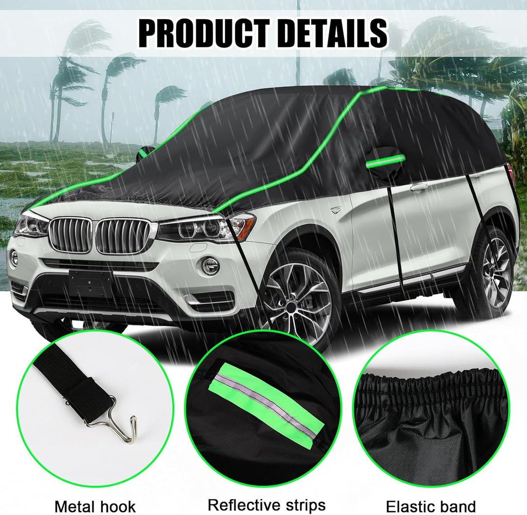 Opaltool Auto Schwarzes Halbgarage für BMW X3 2003-2024, LWB Soft Windschutzscheibe Abdeckung Hälfte