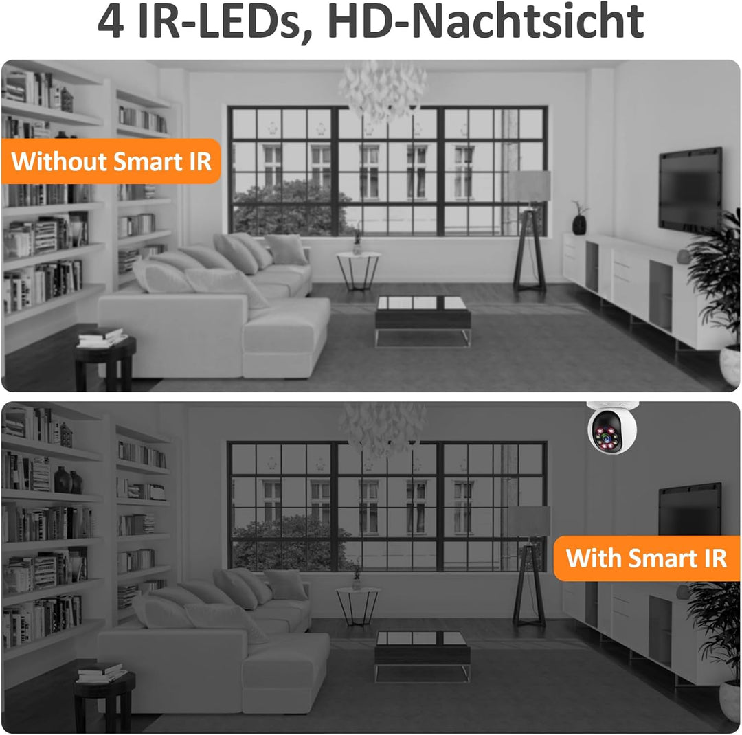 OKYUK Überwachungskamera Innen, 3MP Zwei Wege Video Innenkamera mit 2.8 Zoll Bildschirm, 2K Kamera Ü
