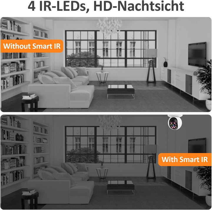 OKYUK Überwachungskamera Innen, 3MP Zwei Wege Video Innenkamera mit 2.8 Zoll Bildschirm, 2K Kamera Ü