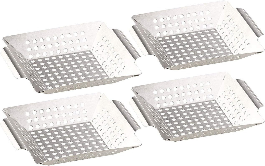 Rosenstein & Söhne Grillschale: 4er-Set Edelstahl-Grill-Schalen für Gemüse und kleines Grillgut, 1 m