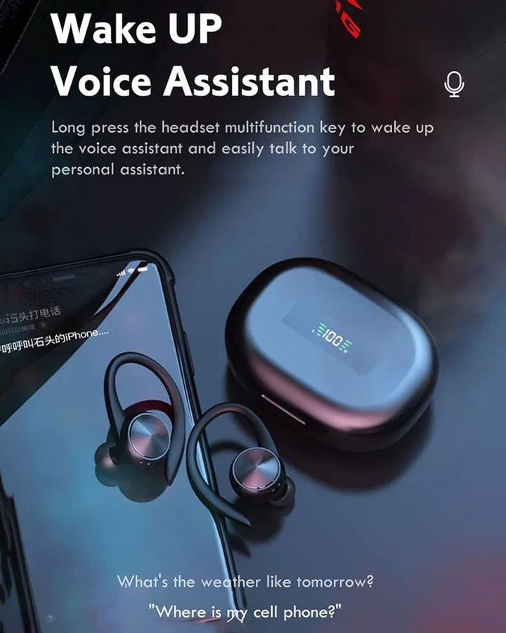 Xmenha Kabellose Kopfhörer mit Ohrhaken wasserdichte Sportkopfhörer Bluetooth Noise Cancelling Ohrhö