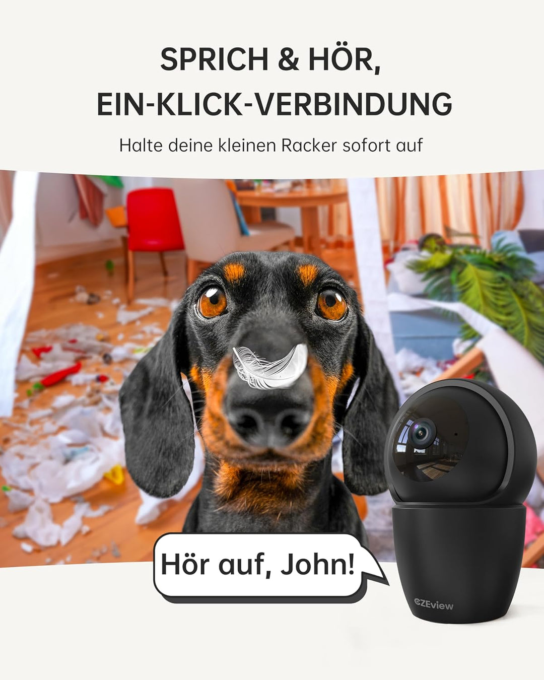 CZEview 3K 5MP Überwachungskamera Innen, 2,4/5Ghz Dual-Band WLAN Kamera Überwachung Innen, Hundekame