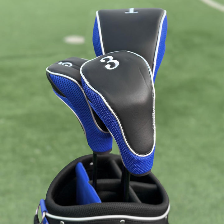Andux Golf Schlägerkopfhüllen Holzkopfhüllen 460CC Driver Haken & Schlaufe 3 Stück Schwarz/Blau, Sch