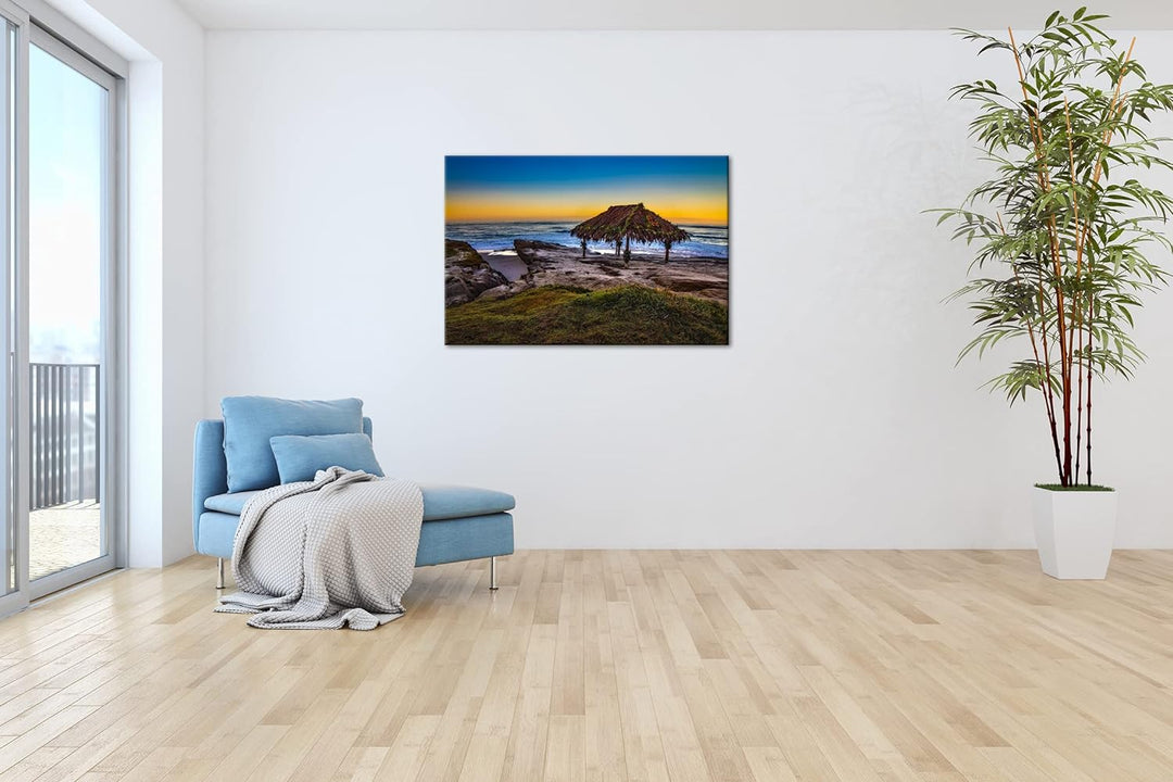 deyoli tropische Hütte am Strand Format: 80x60 als Leinwand, Motiv fertig gerahmt auf Echtholzrahmen