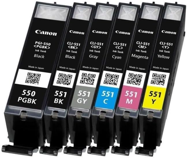 Canon PGI-550 / CLI-551 PGBK/C/M/Y/BK/GY Druckertinte - Multipack mit 6 Tinten für PIXMA Tintenstrah