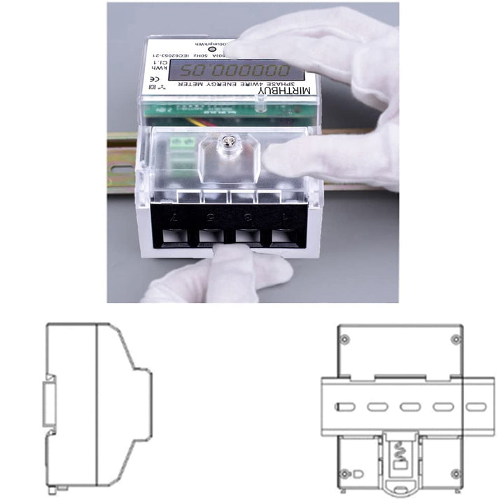 MIRTHBUY Digitaler Stromzähler mit LCD, 3-Phasen 4-Draht, Geeicht Stromzähler,Wechselstromzähler, Dr