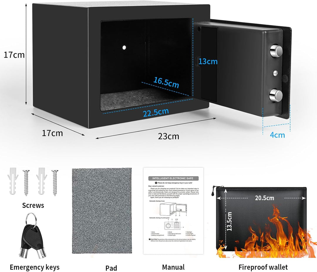 Safe Tresor Klein Möbeltresor mit Zahlenschloss, Vankarr Elektronisch Wandtresor Haussafe Hotelsafes