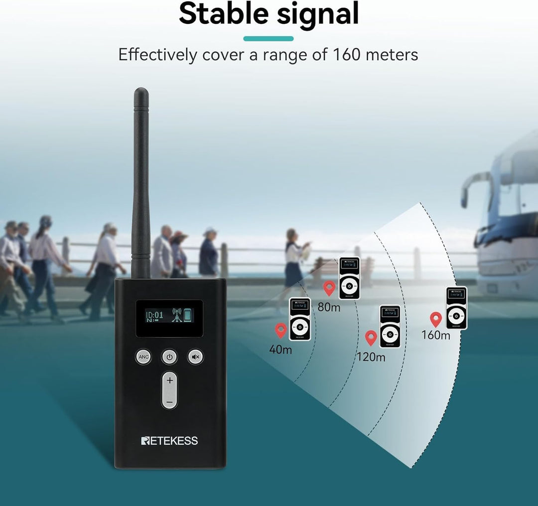 Retekess T130P (T130 3rd) Audio Tour Guide System, Tour Guide Headsets, Abgestufte Geräuschreduzieru