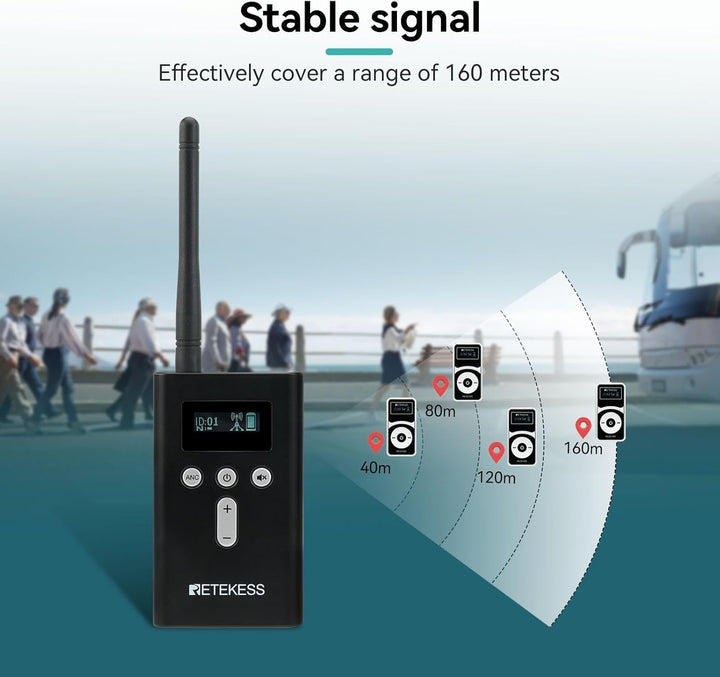 Retekess T130P (T130 3rd) Audio Tour Guide System, Tour Guide Headsets, Abgestufte Geräuschreduzieru