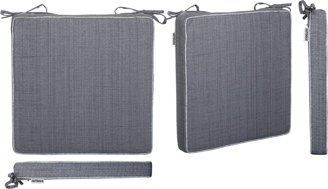 Brandsseller Outdoor Garten Sitzkissen Auflagen Kissen mit Paspel - Leinenoptik Uni - Schmutz- und W